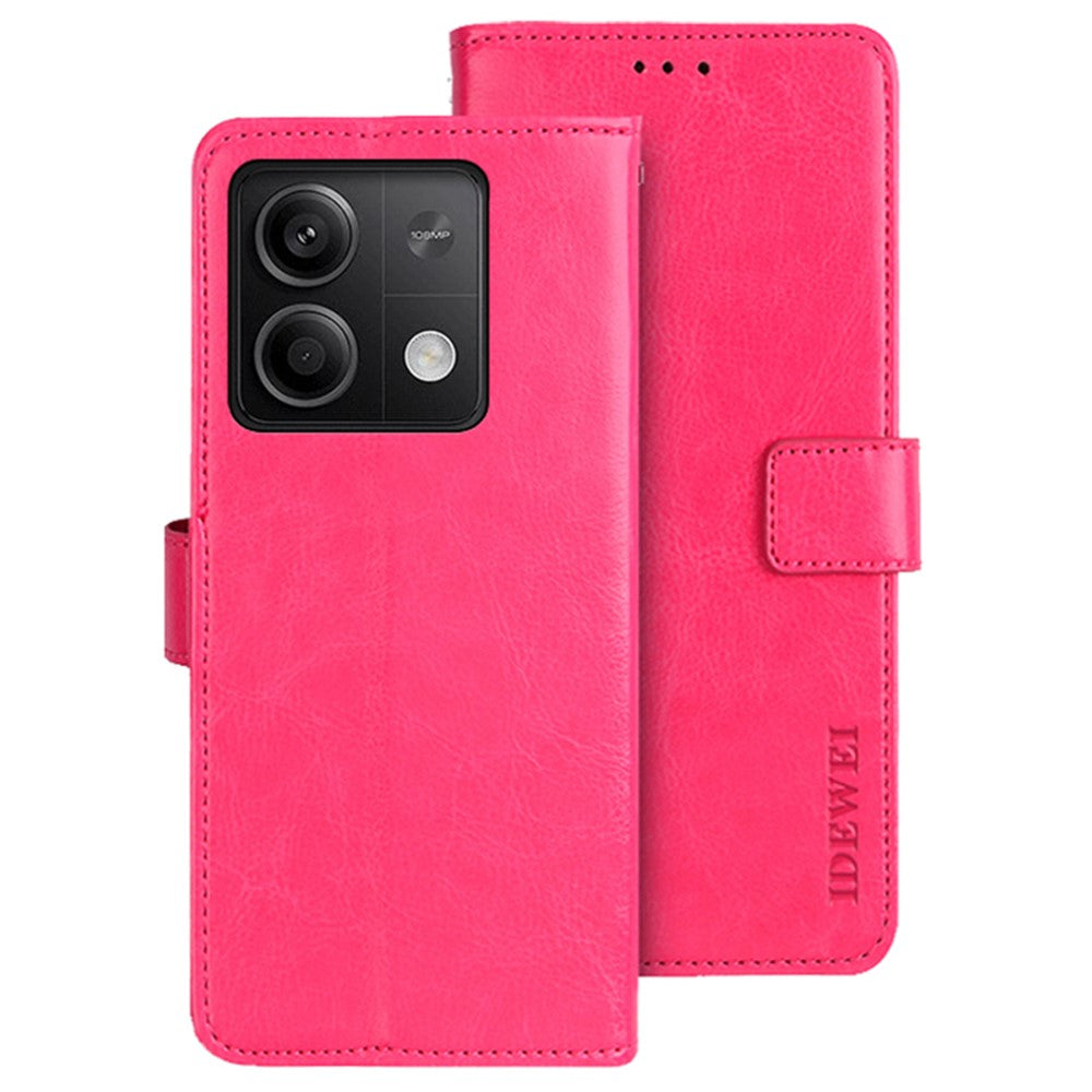 IDEWEI For Xiaomi Redmi Note 13 5G Wallet Case Leather Crazy Horse Texture Phone Cover