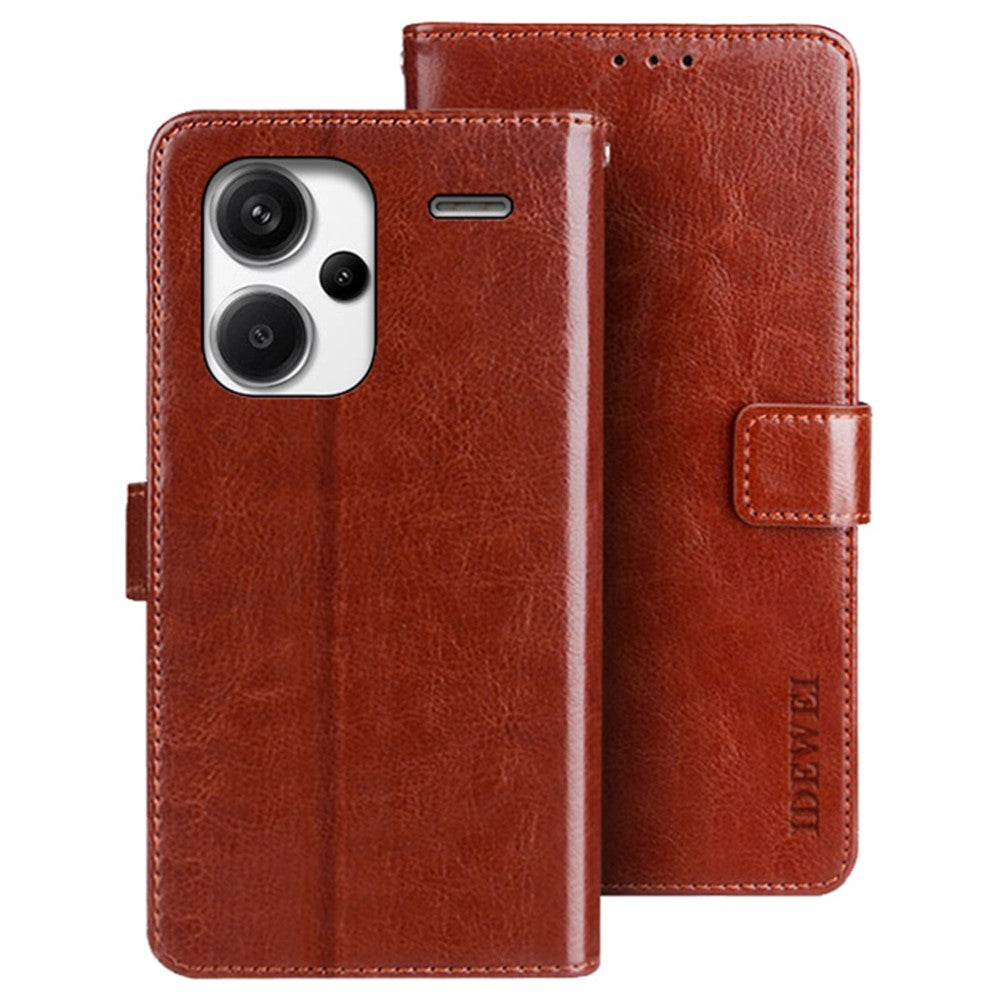 IDEWEI För Xiaomi Redmi Note 13 Pro+ 5G Skal Crazy Horse Korthållare mobilskydd