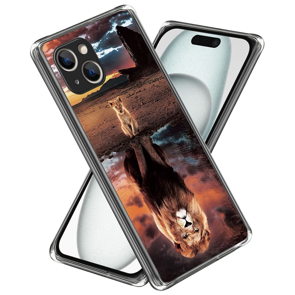 For iPhone 15 Soft TPU Case Mobile Phone Cover IMD Pattern Printing