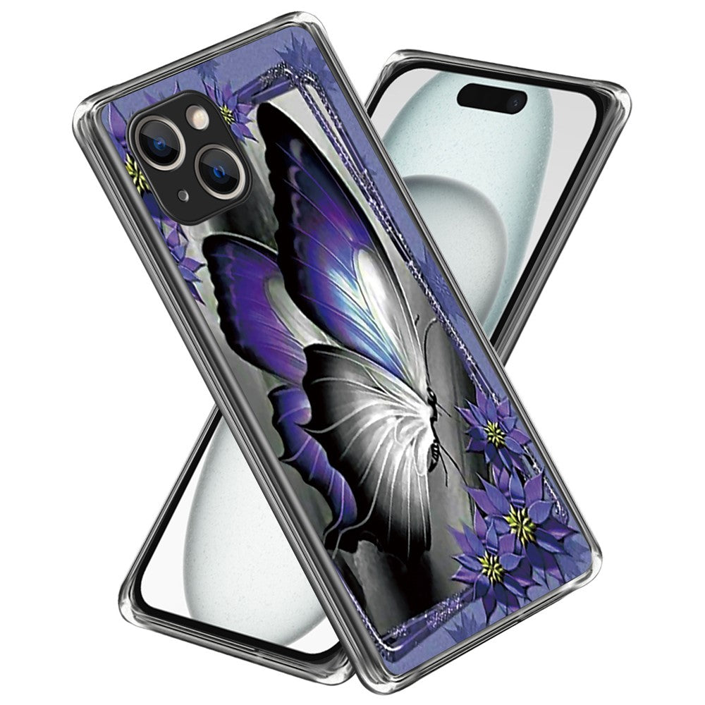 For iPhone 15 Soft TPU Case Mobile Phone Cover IMD Pattern Printing