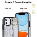 iPhone 11-skal med armband, stativ, vågmönster, fallskyddande PU+TPU-fodral