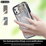 iPhone 11-skal med armband, stativ, vågmönster, fallskyddande PU+TPU-fodral