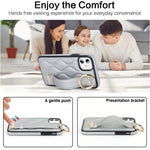 iPhone 11-skal med armband, stativ, vågmönster, fallskyddande PU+TPU-fodral