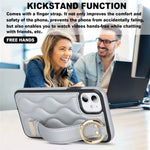iPhone 11-skal med armband, stativ, vågmönster, fallskyddande PU+TPU-fodral