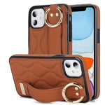 iPhone 11-skal med armband, stativ, vågmönster, fallskyddande PU+TPU-fodral