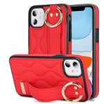 iPhone 11-skal med armband, stativ, vågmönster, fallskyddande PU+TPU-fodral