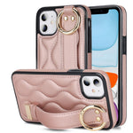 iPhone 11-skal med armband, stativ, vågmönster, fallskyddande PU+TPU-fodral