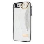 For iPhone 7 / 8 / SE (2020) / SE (2022) Cell Phone Case with Wristband Wave Pattern PU+TPU Cover