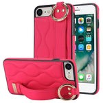 For iPhone 7 / 8 / SE (2020) / SE (2022) Cell Phone Case with Wristband Wave Pattern PU+TPU Cover