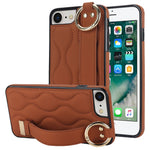 For iPhone 7 / 8 / SE (2020) / SE (2022) Cell Phone Case with Wristband Wave Pattern PU+TPU Cover