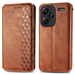 For Xiaomi Redmi Note 13 Pro+ 5G PU Leather Case Rhombus Imprint Wallet Stand Phone Cover