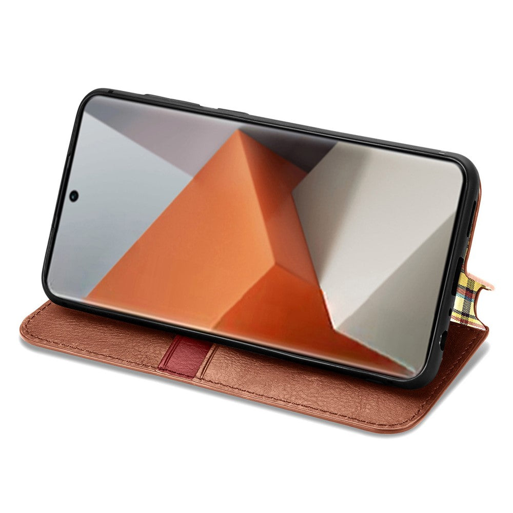 For Xiaomi Redmi Note 13 Pro+ 5G PU Leather Case Rhombus Imprint Wallet Stand Phone Cover