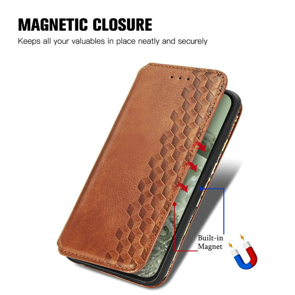 For Xiaomi Redmi Note 13 Pro+ 5G PU Leather Case Rhombus Imprint Wallet Stand Phone Cover