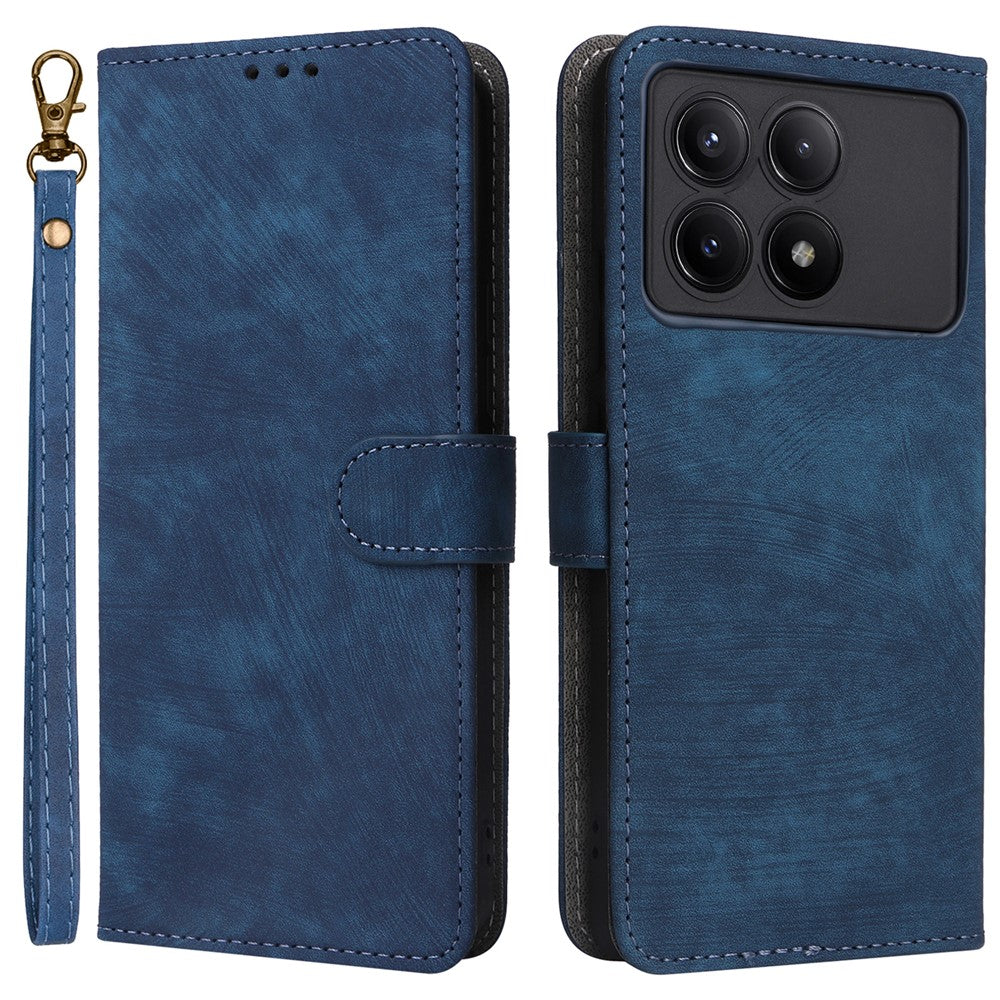For Xiaomi Redmi K70E 5G / Poco X6 Pro 5G Wallet Case RFID Blocking Phone Cover with Hand Strap