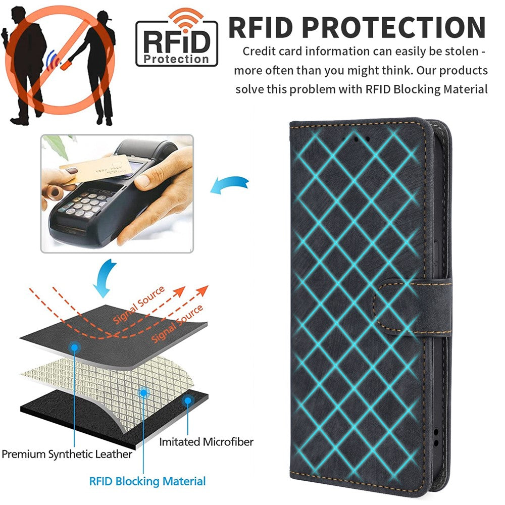 For Xiaomi Redmi K70E 5G / Poco X6 Pro 5G Wallet Case RFID Blocking Phone Cover with Hand Strap
