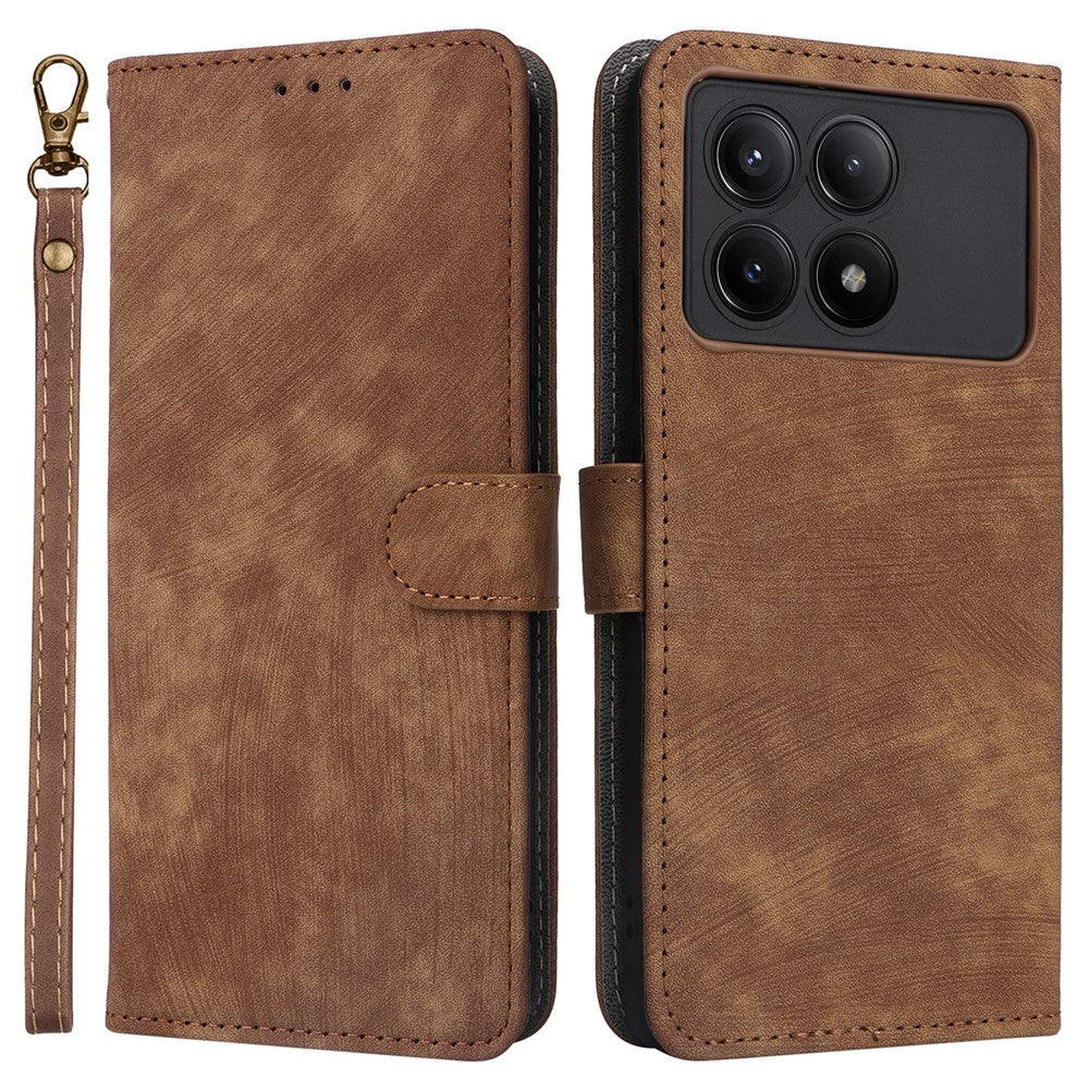 For Xiaomi Redmi K70E 5G / Poco X6 Pro 5G Wallet Case RFID Blocking Phone Cover with Hand Strap