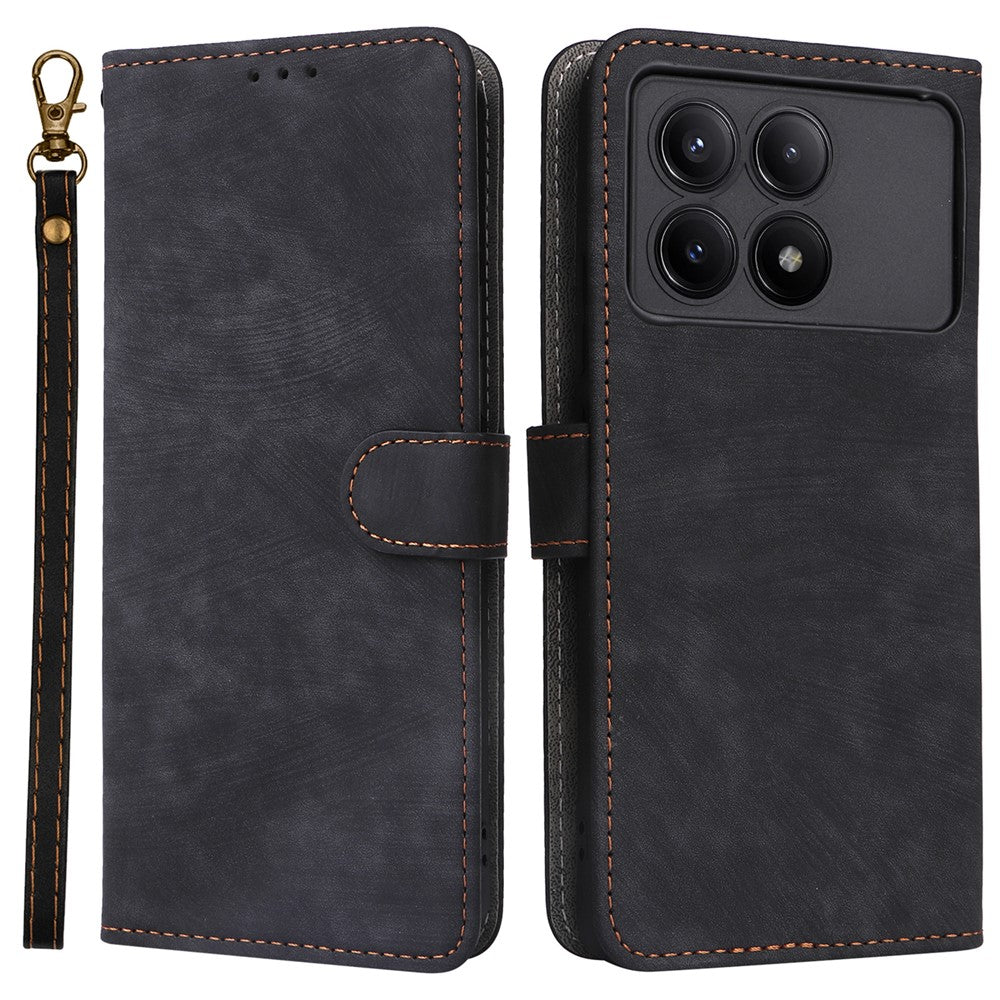 For Xiaomi Redmi K70E 5G / Poco X6 Pro 5G Wallet Case RFID Blocking Phone Cover with Hand Strap