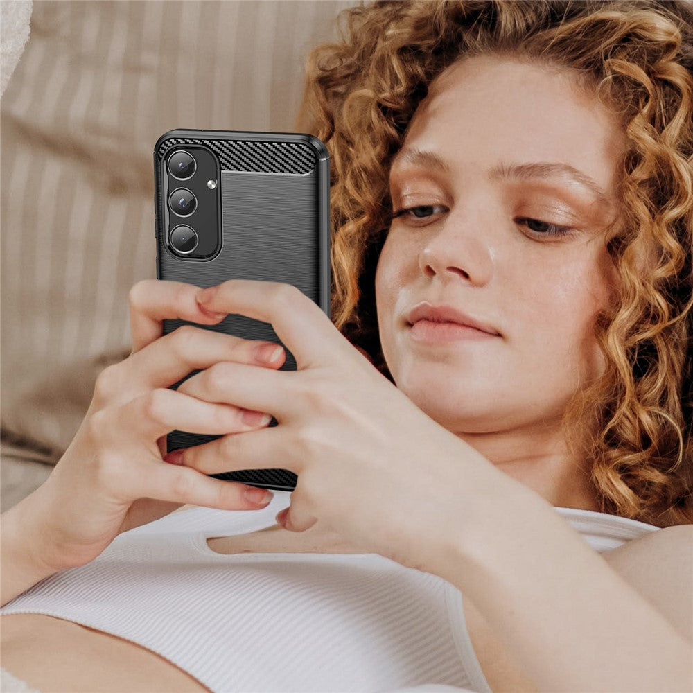 Phone Case For Samsung Galaxy A55 5G Carbon Fiber Texture TPU Phone Cover