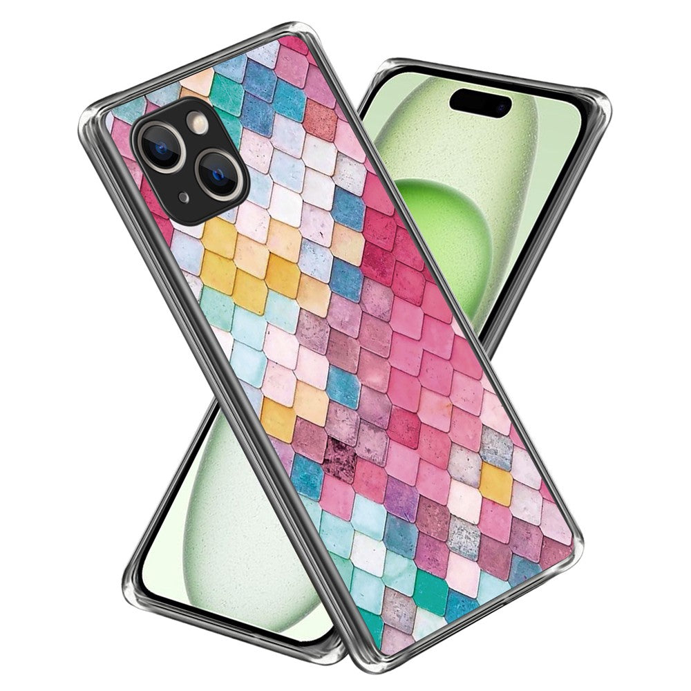 For iPhone 15 Plus Case Soft TPU Pattern Printing Smart Phone Cover