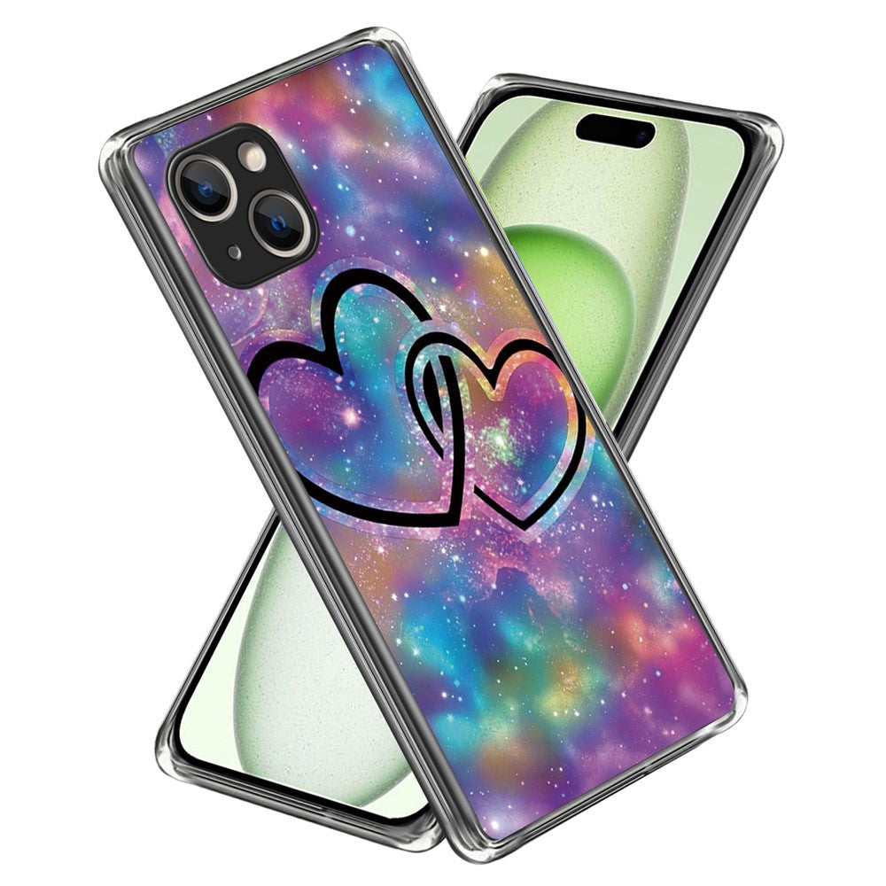 For iPhone 15 Plus Case Soft TPU Pattern Printing Smart Phone Cover