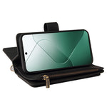 For Xiaomi 14 Zipper Wallet Case with 15 Card Slots and Strap Leather Phone Cover
