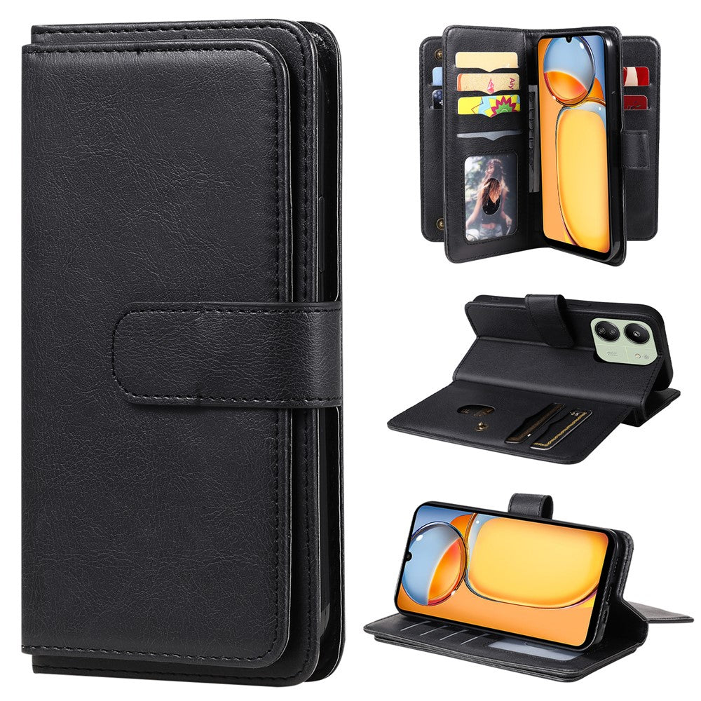 For Xiaomi Redmi 13C 4G / 13C 5G / 13R 5G / Poco M6 5G / Poco C65 4G Leather Case Wallet 10 Card Slots