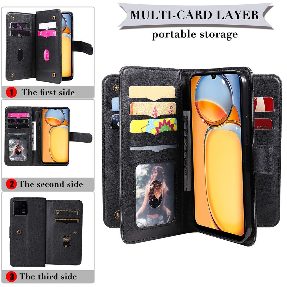 For Xiaomi Redmi 13C 4G / 13C 5G / 13R 5G / Poco M6 5G / Poco C65 4G Leather Case Wallet 10 Card Slots