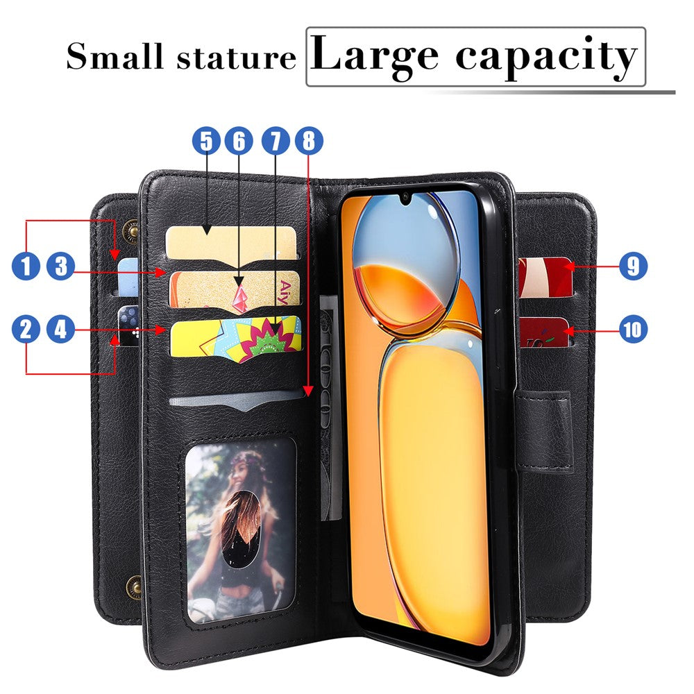 For Xiaomi Redmi 13C 4G / 13C 5G / 13R 5G / Poco M6 5G / Poco C65 4G Leather Case Wallet 10 Card Slots