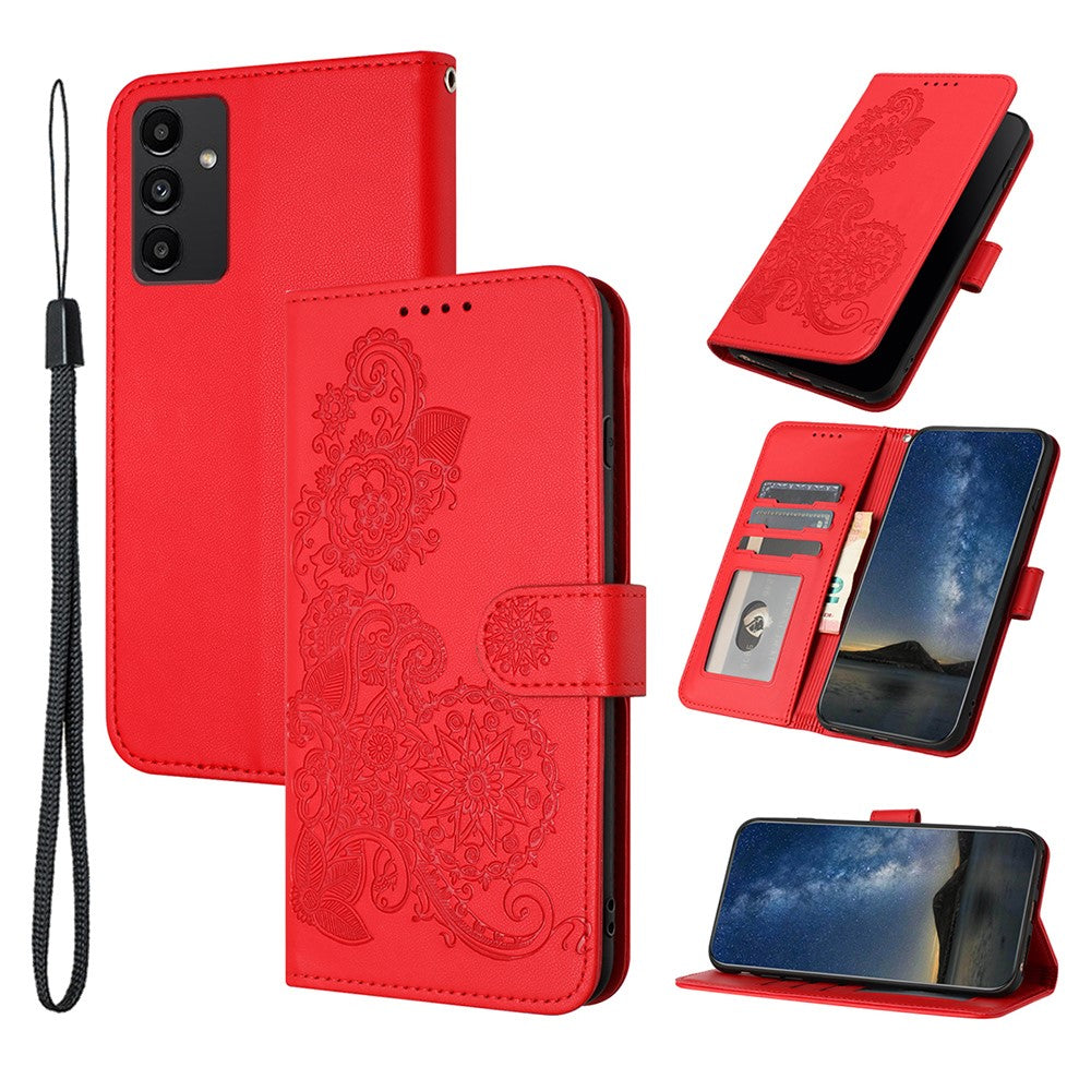 Til Samsung Galaxy A15 5G Telefoncovers Mandala Blomst Læder Pung Mobilcover med Rem