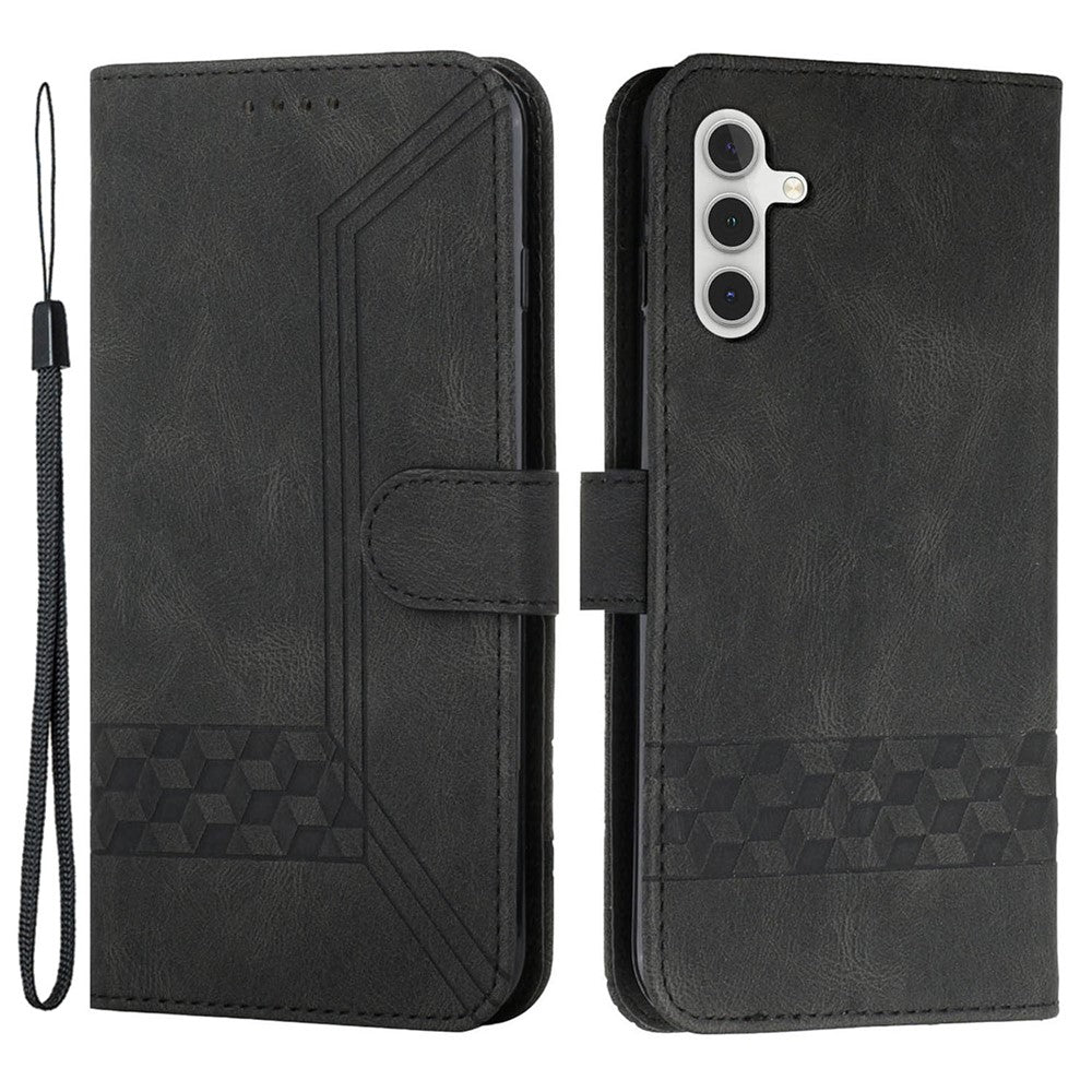 Til Samsung Galaxy A15 5G telefoncover med strop og præget PU læder pung-stander
