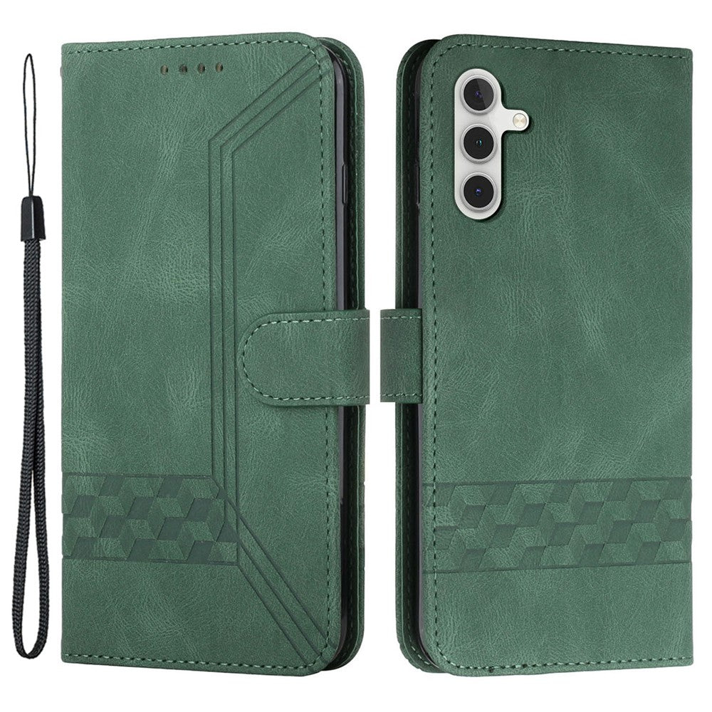 Til Samsung Galaxy A15 5G telefoncover med strop og præget PU læder pung-stander