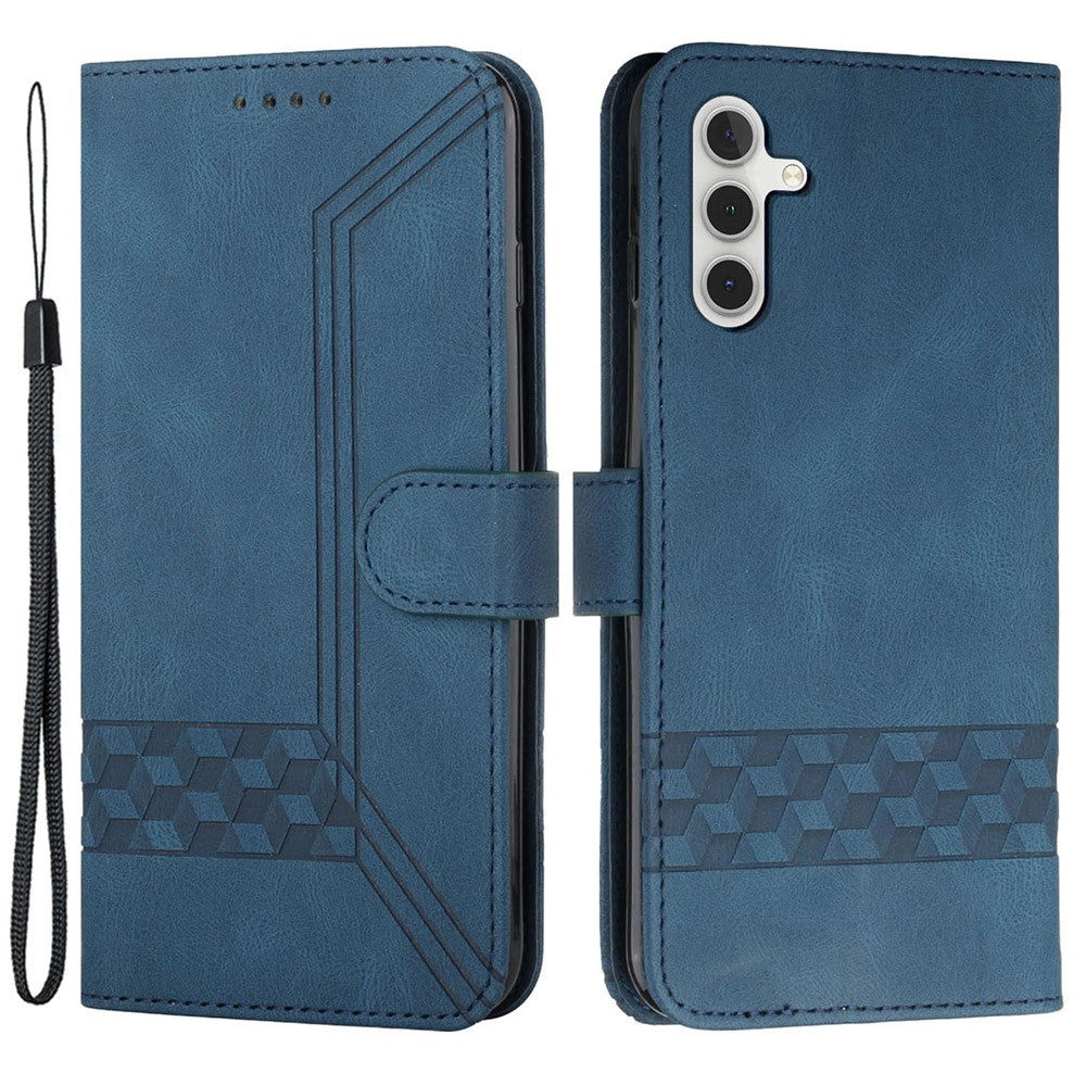 Til Samsung Galaxy A15 5G telefoncover med strop og præget PU læder pung-stander