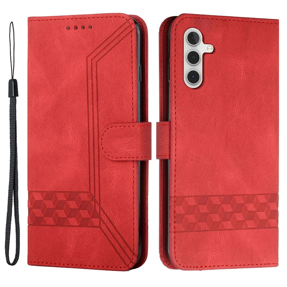 Til Samsung Galaxy A15 5G telefoncover med strop og præget PU læder pung-stander