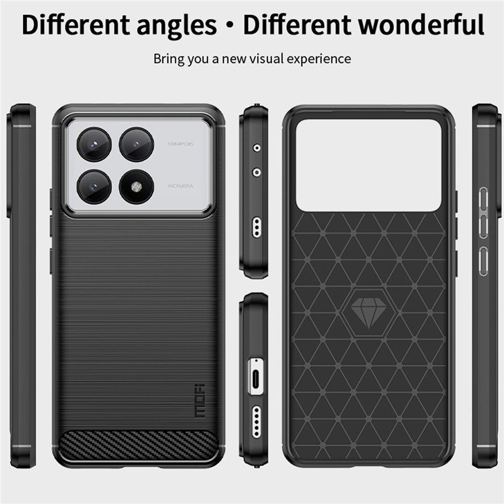 MOFI JK TPU Series-1 För Xiaomi Redmi K70E 5G / Poco X6 Pro 5G mobilskal Borstad Design TPU mobilskal
