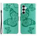 Til Samsung Galaxy A35 5G Pung Etui Blomstret Sommerfugl Præget Læder Telefoncover Stativ