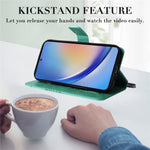 Til Samsung Galaxy A35 5G Pung Etui Blomstret Sommerfugl Præget Læder Telefoncover Stativ
