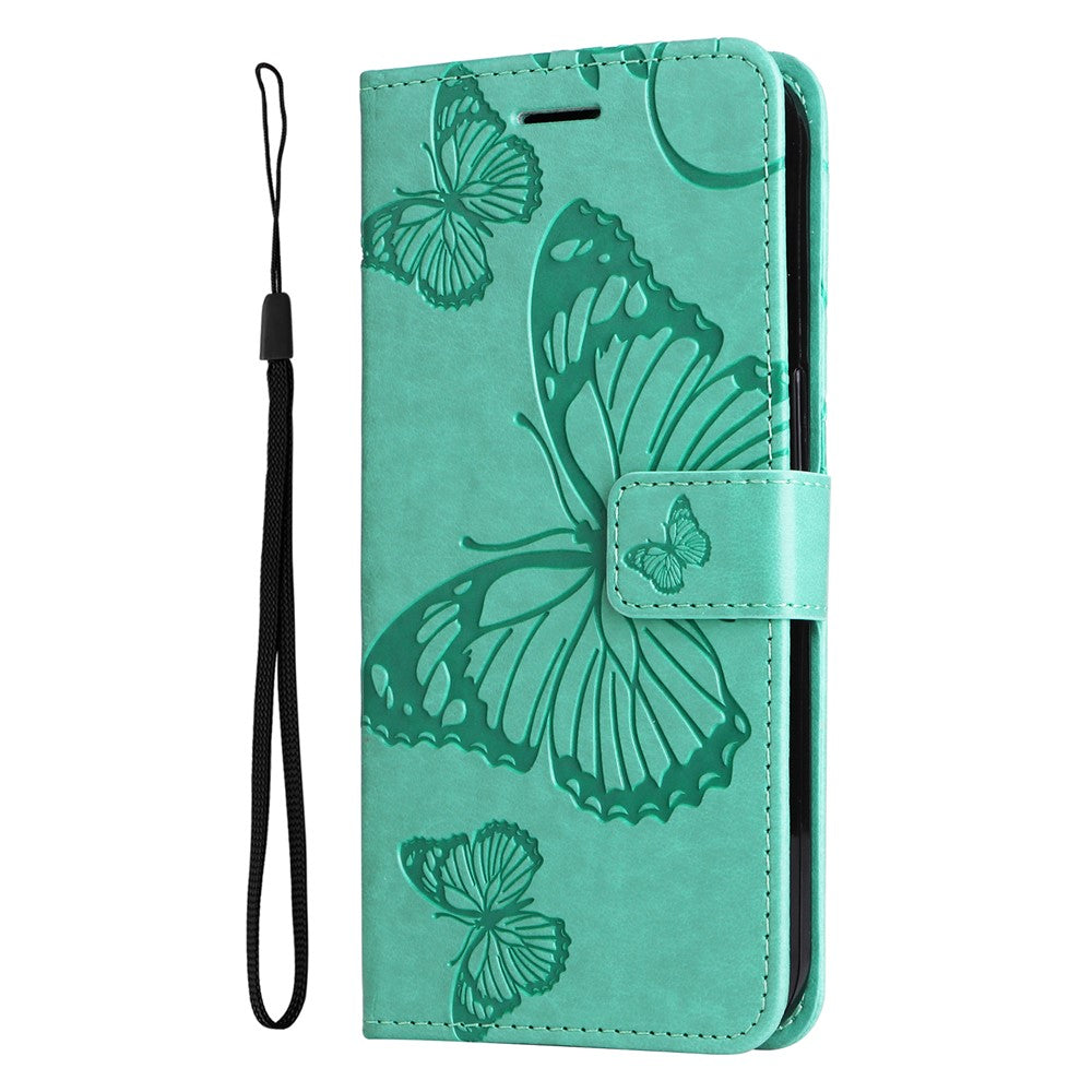 Til Samsung Galaxy A35 5G Pung Etui Blomstret Sommerfugl Præget Læder Telefoncover Stativ
