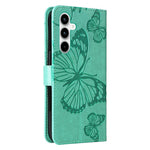 Til Samsung Galaxy A35 5G Pung Etui Blomstret Sommerfugl Præget Læder Telefoncover Stativ