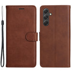 Til Samsung Galaxy A55 5G Cover Ensfarvet Læder Mobilcover Pung Stander med Rem