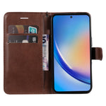 Til Samsung Galaxy A55 5G Cover Ensfarvet Læder Mobilcover Pung Stander med Rem