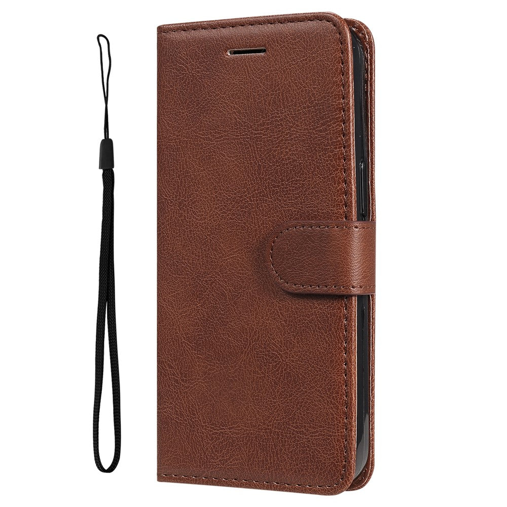 Til Samsung Galaxy A55 5G Cover Ensfarvet Læder Mobilcover Pung Stander med Rem
