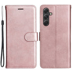 Til Samsung Galaxy A55 5G Cover Ensfarvet Læder Mobilcover Pung Stander med Rem