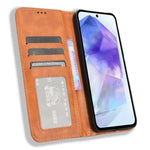 Samsung Galaxy A55 5G mobilskal Retro Läder Plånboksfodral