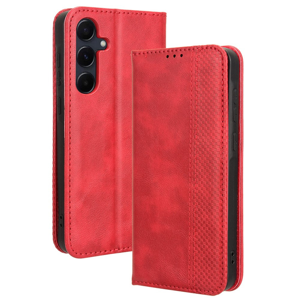 Samsung Galaxy A55 5G mobilskal Retro Läder Plånboksfodral