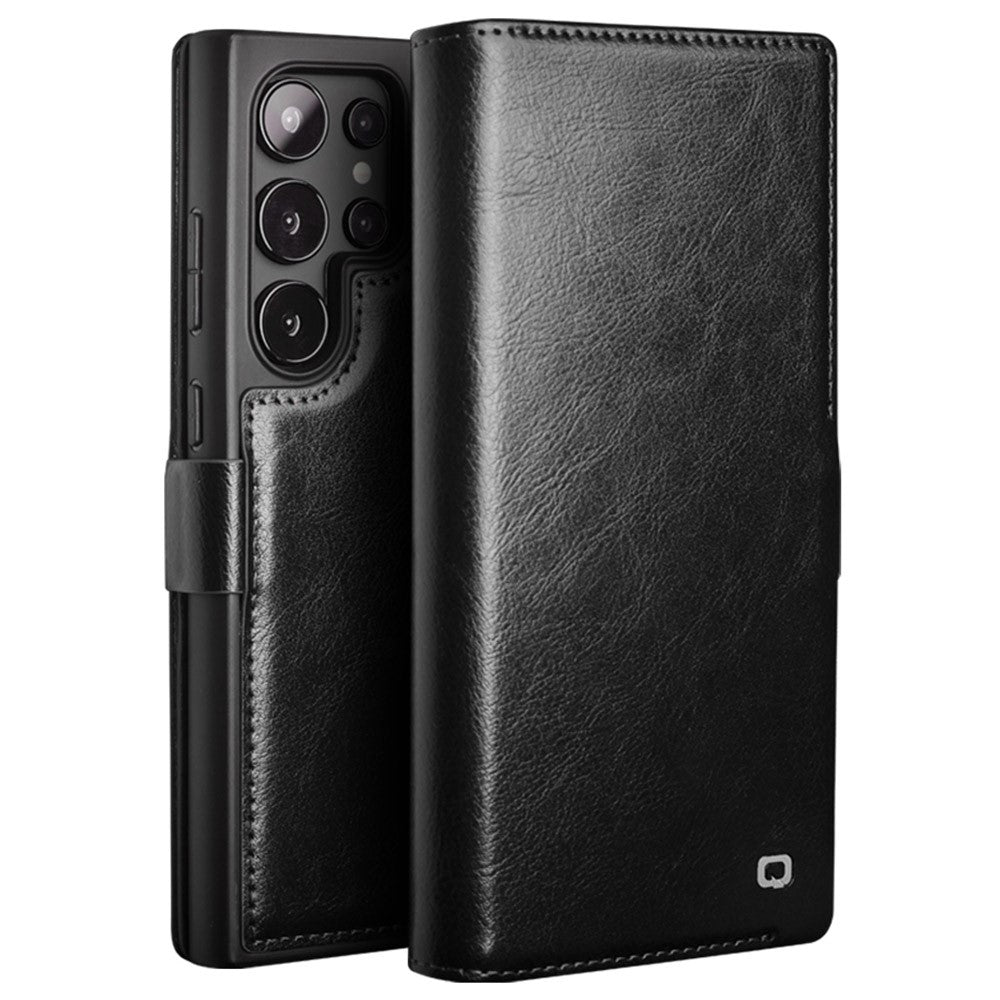 QIALINO Plånboksfodral till Samsung Galaxy S24 Ultra i äkta läder med vikbart lock