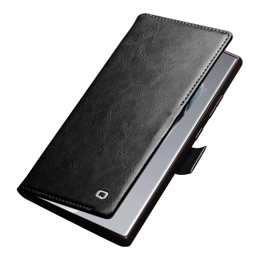 QIALINO Plånboksfodral till Samsung Galaxy S24 Ultra i äkta läder med vikbart lock