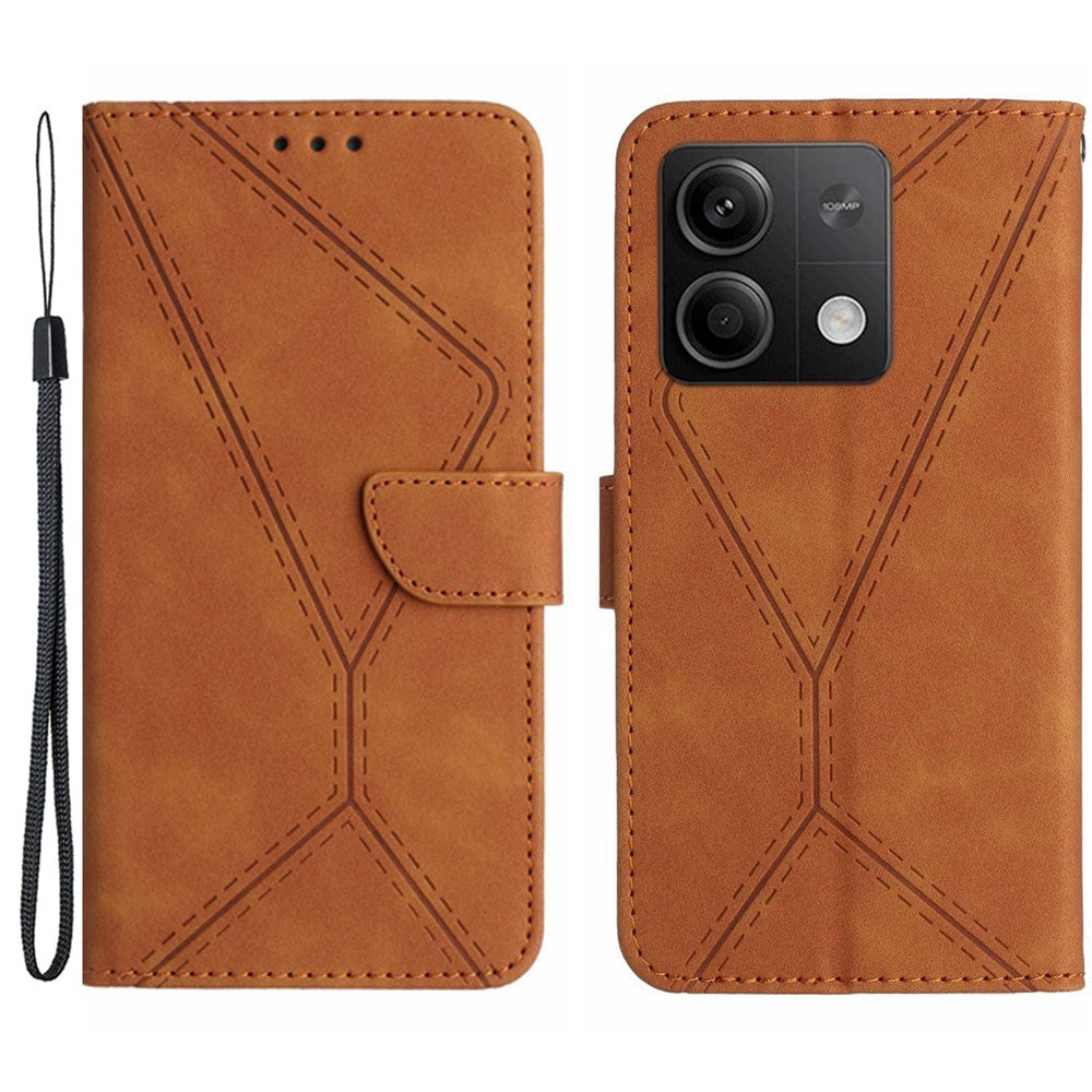 HT05 Magnetiskt mobilskal För Xiaomi Redmi Note 13 4G Skarvningslinjer Präglat Skal