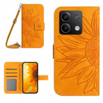 HT04 For Xiaomi Redmi Note 13 4G Magnetic Phone Case Sunflower Imprint Leather Cover