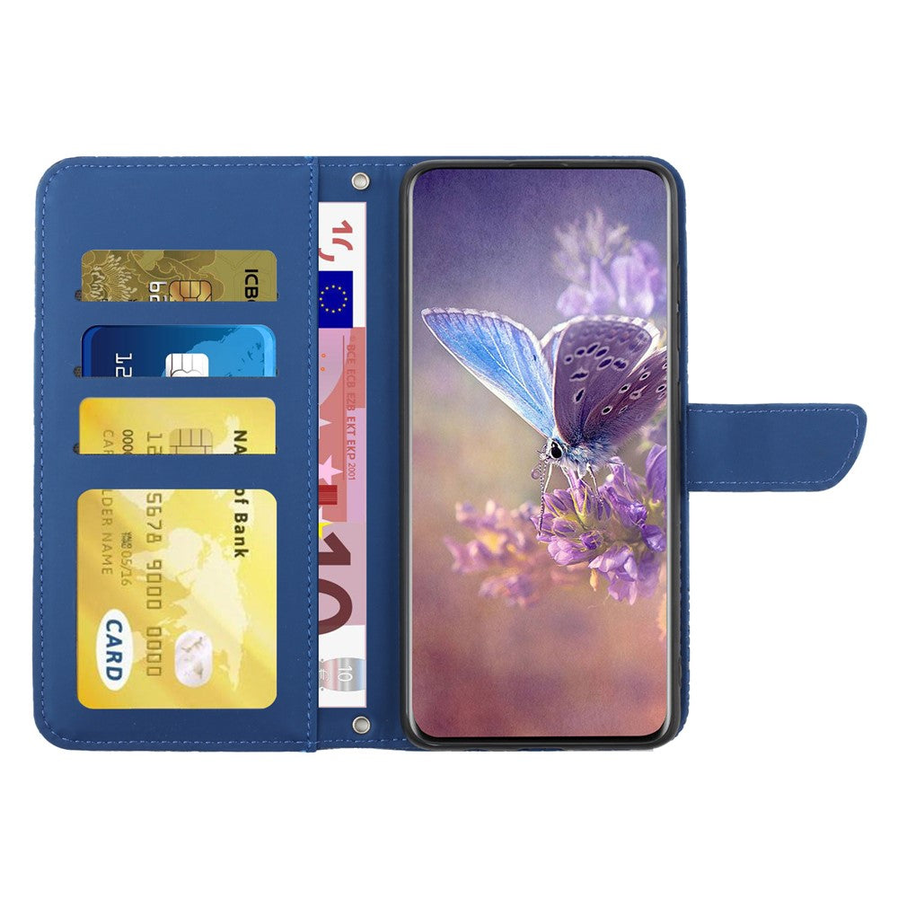 HT03 For Xiaomi Redmi Note 13 4G Case Leather Imprinted Phone Wallet Cover with Hand Strap