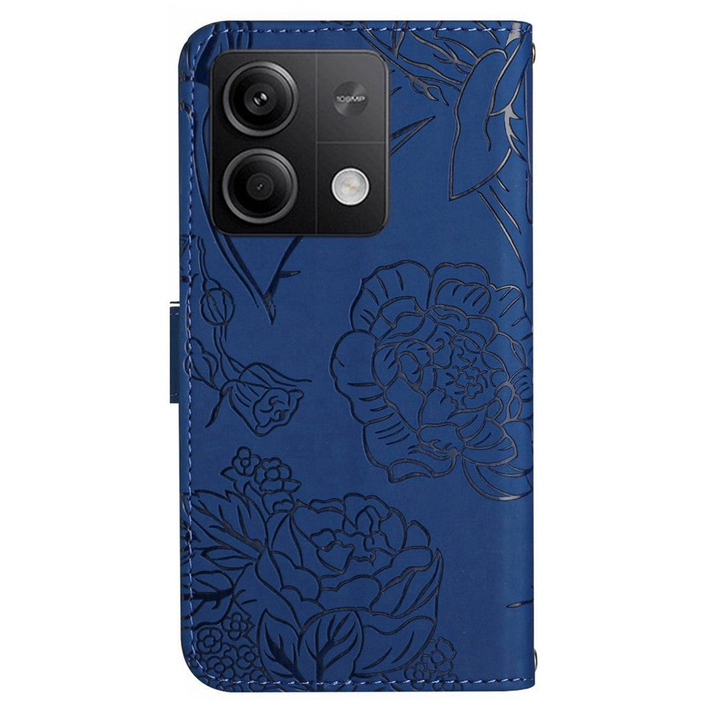 HT03 For Xiaomi Redmi Note 13 4G Case Leather Imprinted Phone Wallet Cover with Hand Strap